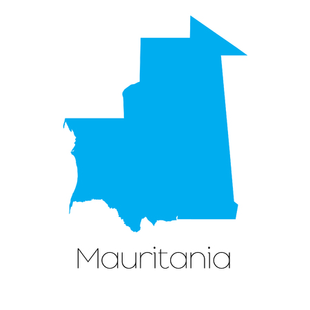 A Blue shape with name of the country of Mauritaniaのイラスト素材
