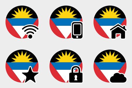 A Web Icon Set with the Flag of Antigua and Barbudaのイラスト素材