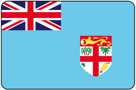 A Flat Design Flag Illustration with Rounded Corners and Black Outline of the country of Fijiのイラスト素材