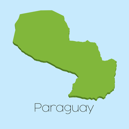 A 3D map on blue water background of Paraguayのイラスト素材