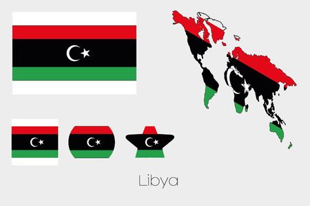 Illustrated Multiple Shapes Set with the Flag of Libya-46のイラスト素材