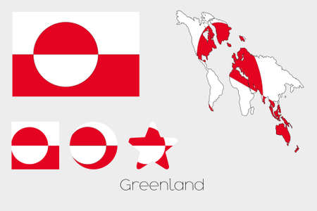 Illustrated Multiple Shapes Set with the Flag of Greenlandのイラスト素材