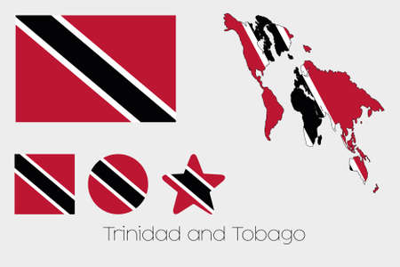 Illustrated Multiple Shapes Set with the Flag of Trinidad and Tobagoのイラスト素材