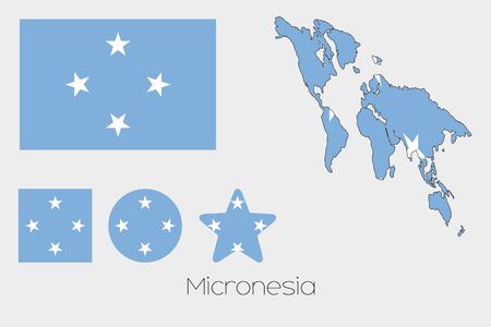 Illustrated Multiple Shapes Set with the Flag of Micronesiaのイラスト素材