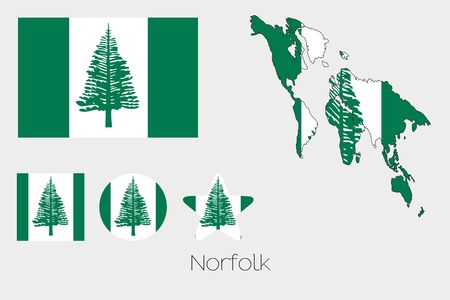 Illustrated Multiple Shapes Set with the Flag of Norfolkのイラスト素材
