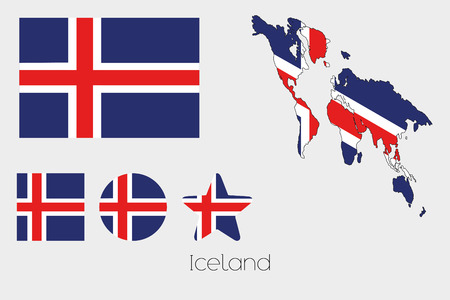 Illustrated Multiple Shapes Set with the Flag of Icelandのイラスト素材