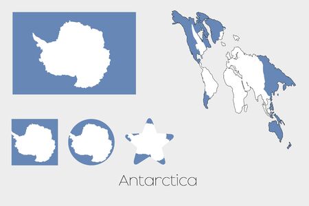 Illustrated Multiple Shapes Set with the Flag of Antarticaのイラスト素材