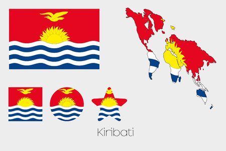 Illustrated Multiple Shapes Set with the Flag of Kiribatiのイラスト素材