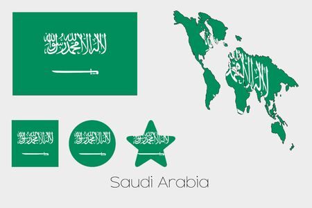 Illustrated Multiple Shapes Set with the Flag of Saudi Arabiaのイラスト素材