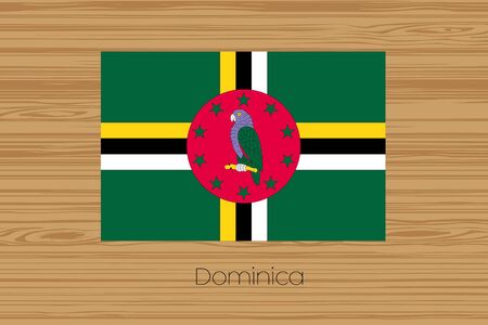 An Illustration of a wooden floor with the flag of Dominicaの写真素材