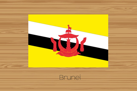 An Illustration of a wooden floor with the flag of Bruneiの写真素材