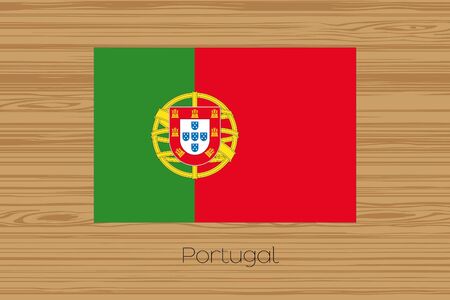 An Illustration of a wooden floor with the flag of Portugalの写真素材