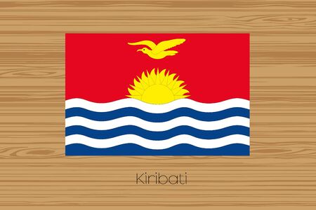 An Illustration of a wooden floor with the flag of Kiribatiの写真素材