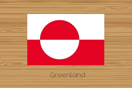 An Illustration of a wooden floor with the flag of Greenlandの写真素材