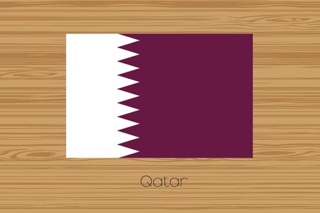 An Illustration of a wooden floor with the flag of Qatarの写真素材