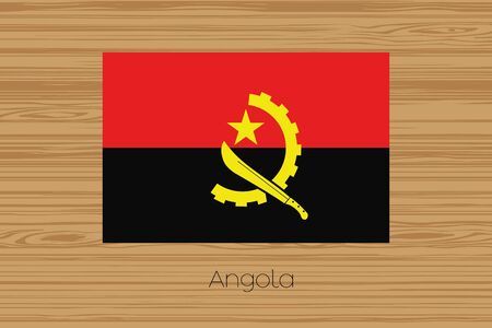 An Illustration of a wooden floor with the flag of Angolaの写真素材