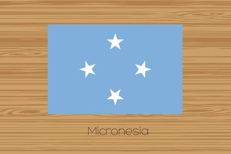 An Illustration of a wooden floor with the flag of Micronesiaの写真素材