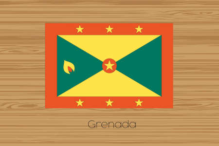 An Illustration of a wooden floor with the flag of Grenadaの写真素材