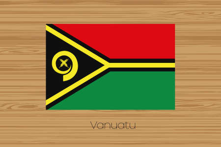 An Illustration of a wooden floor with the flag of Vanuatuの写真素材