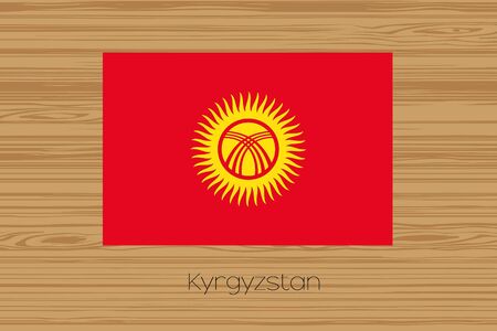 An Illustration of a wooden floor with the flag of Kyrghyzstanの写真素材