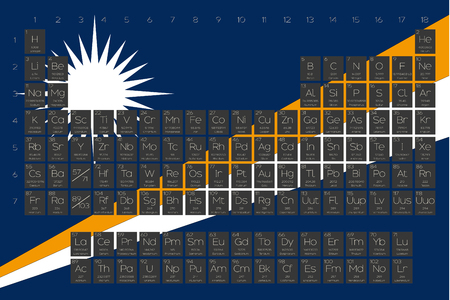 A Periodic Table of Elements overlayed on the flag of Marshall Islandsのイラスト素材