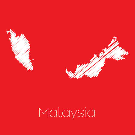 A Map of the country of Malaysiaのイラスト素材
