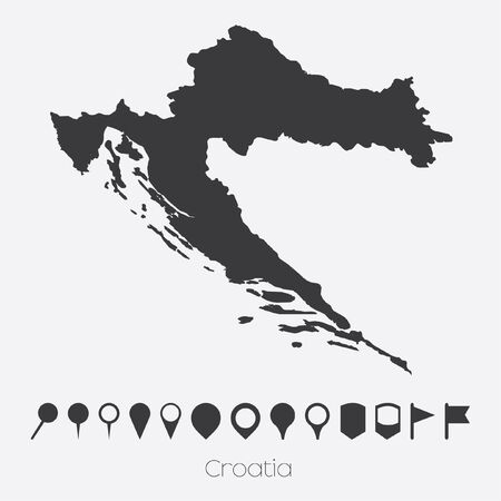 A Map with pointers of the country of Croatiaの写真素材