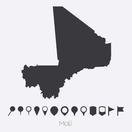 A Map with pointers of the country of Maliの写真素材