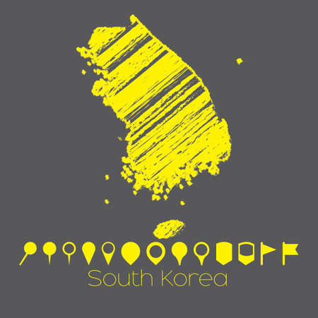 A Map of the country of South Koreaの写真素材