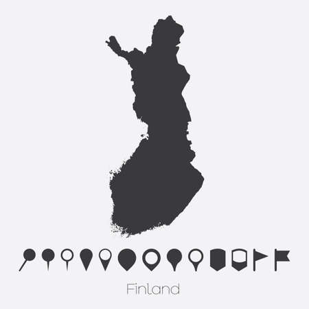 A Map with pointers of the country of Finlandの写真素材