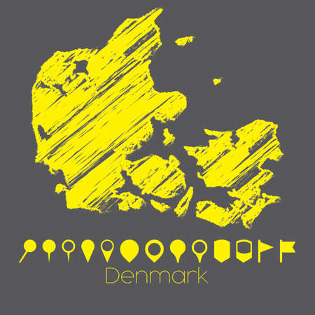A Map of the country of Denmarkの写真素材