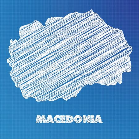 A Blueprint map of the country of Macedoniaの写真素材