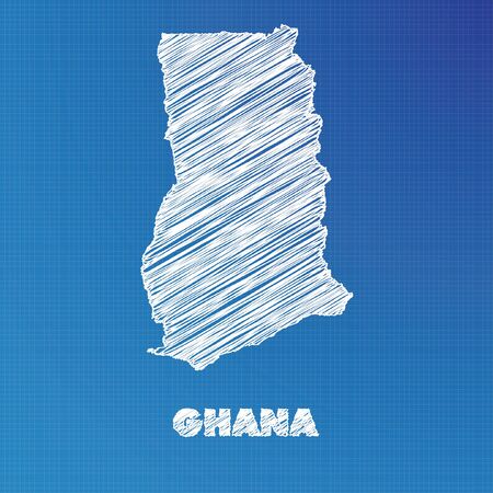 A Blueprint map of the country of Ghanaの写真素材