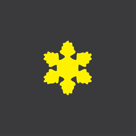 A Yellow Icon Isolated on a Grey Background, Snowflakeの写真素材
