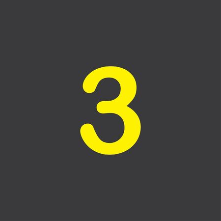 A Yellow Icon Isolated on a Grey Background, number 3
