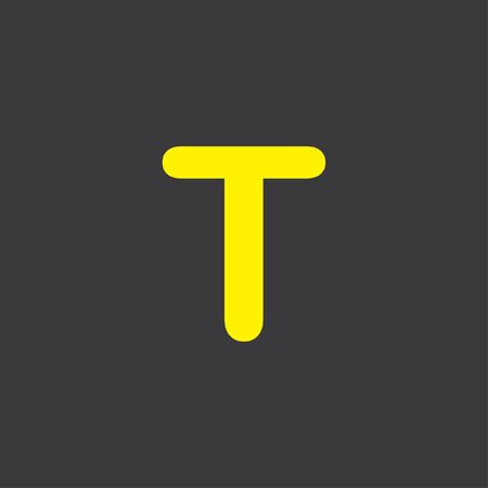 A Yellow Icon Isolated on a Grey Background, alphabet Tの写真素材