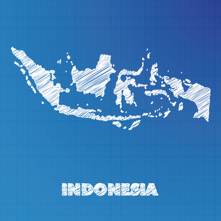 A Blueprint map of the country of Indonesiaの写真素材
