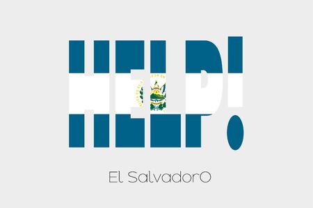 A Flag Illustration inside the word Help of the country of El Salvadorの写真素材