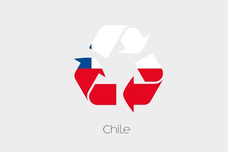 A Flag Illustration inside a Recycling Icon of the country of Chileの写真素材
