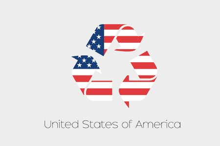 A Flag Illustration inside a Recycling Icon of the country of United States of Americaの写真素材