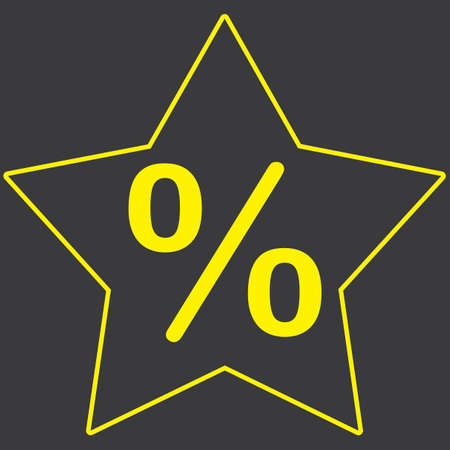 A Yellow Icon Isolated on a Grey Background inside a star - Percentの写真素材