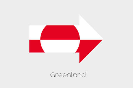 A Flag Illustration inside an arrow of the country of Greenlandの写真素材