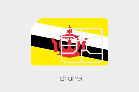 A SIM Card Flag Illustration of the country of Bruneiの写真素材