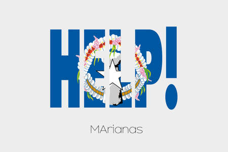 A Flag Illustration inside the word Help of the country of Marianasの写真素材