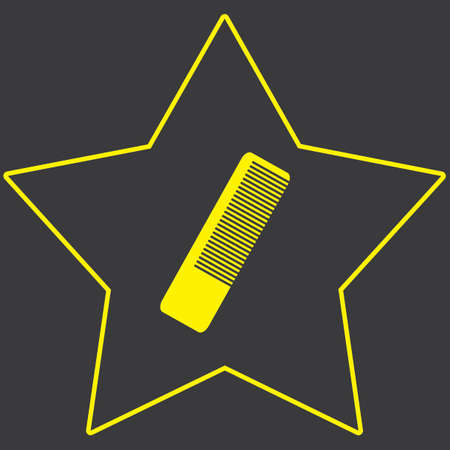 A Yellow Icon Isolated on a Grey Background inside a star - Hairbrushの写真素材
