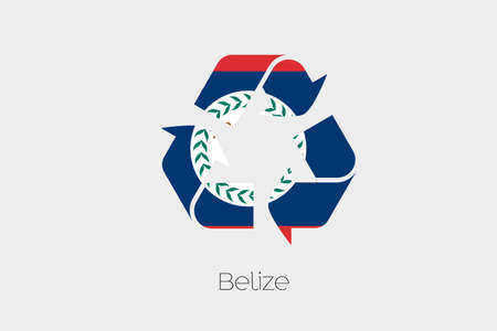A Flag Illustration inside a Recycling Icon of the country of Belizeの写真素材