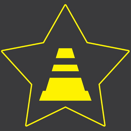 A Yellow Icon Isolated on a Grey Background inside a star - Traffic Coneの写真素材