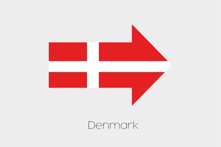 A Flag Illustration inside an arrow of the country of Denmarkの写真素材