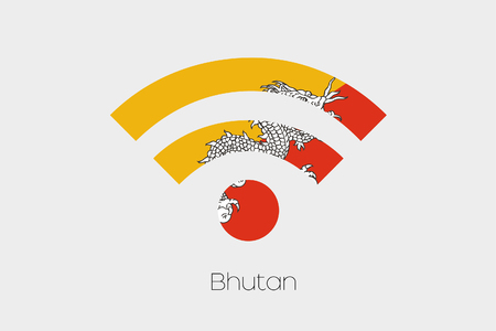 A Flag Illustration inside a Networking Icon of the country of Bhutanの写真素材