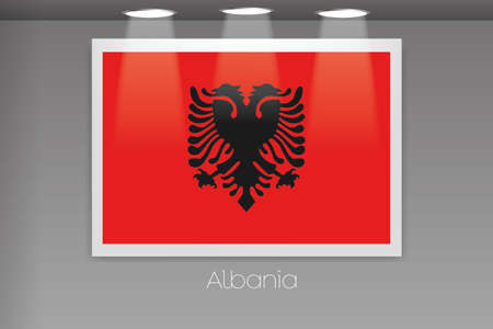 A Flag Isolated on Gallery Wall of Albaniaの写真素材